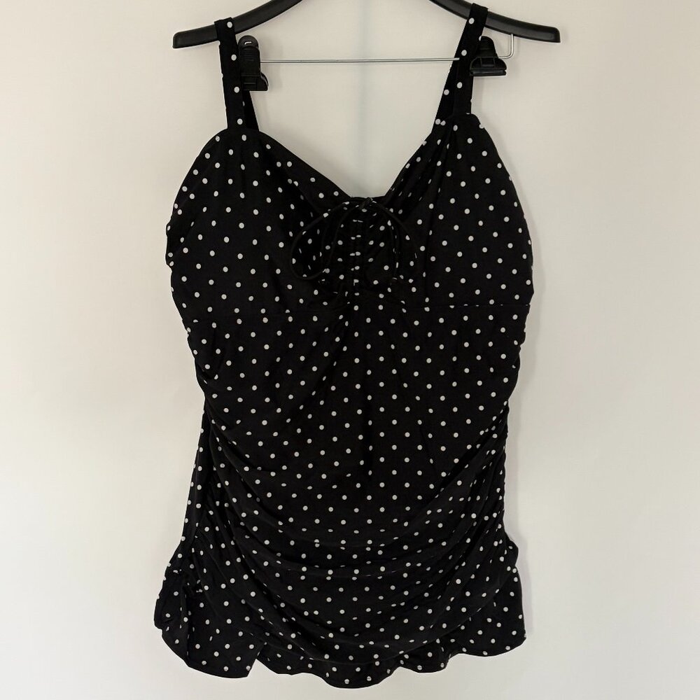 Black Polka Dot One Piece Swimdress